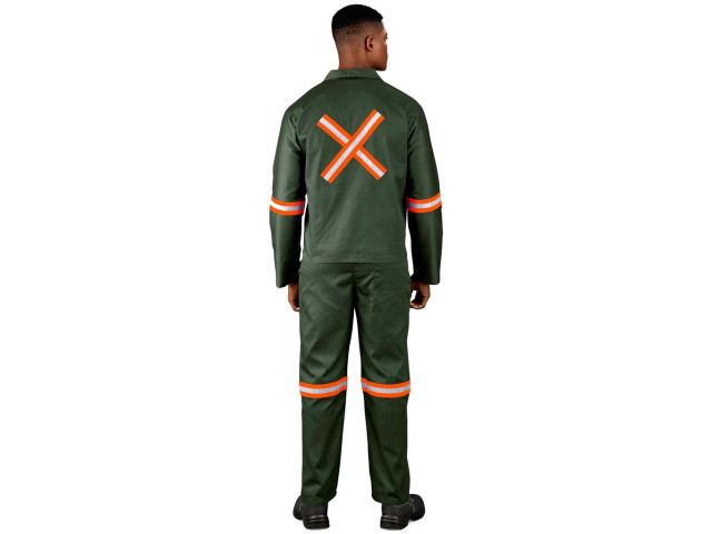 Acid Resistant Polycotton Conti Suit - Reflective Arm, Legs and Back - Orange Tape - Image 3