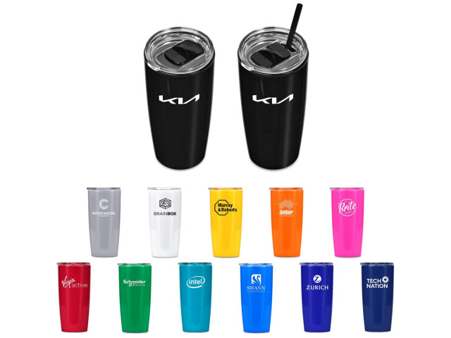 Altitude Daytona Plastic 2-In-1 Double-Wall Tumbler And Straw- 600Ml - Image 4