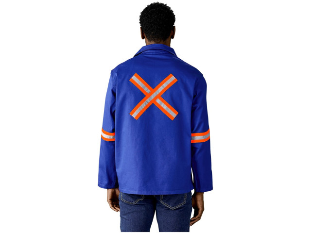 Artisan Premium 100% Cotton Jacket - Reflective Arms And Back - Orange Tape - Image 4