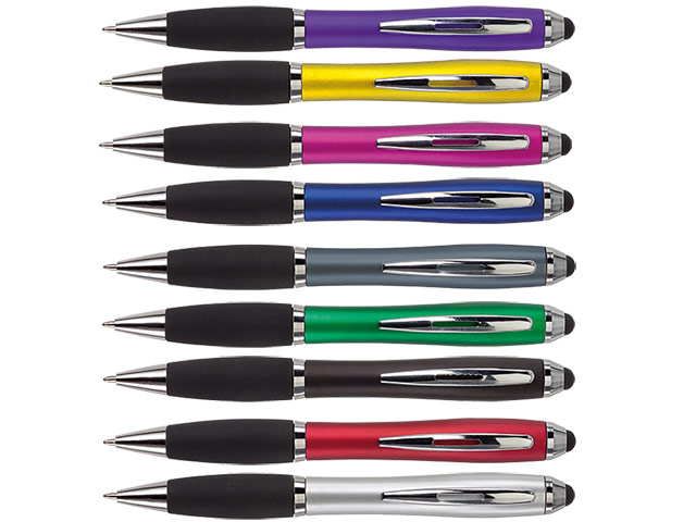 Ballpoint with Rubber Grip and Stylus