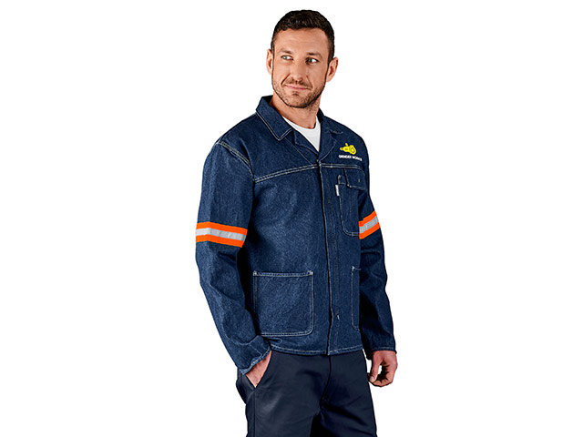 Cast Premium 100% Cotton Denim Jacket - Reflective Arms - Orange Tape