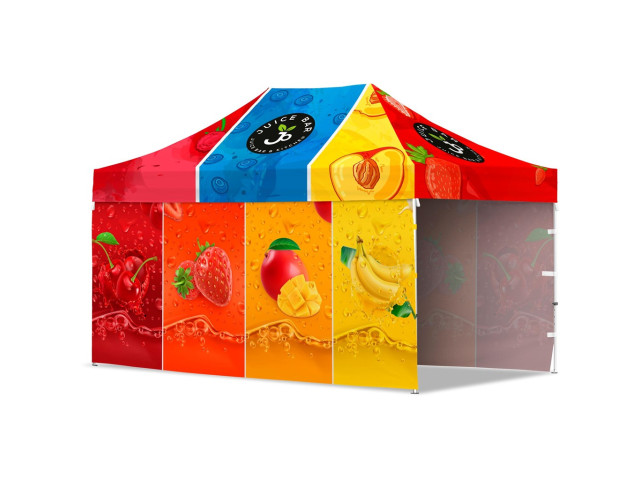 Coated Steel Sublimated Gazebo 4.5 x 3m - 2 Long Full-Wall Skins