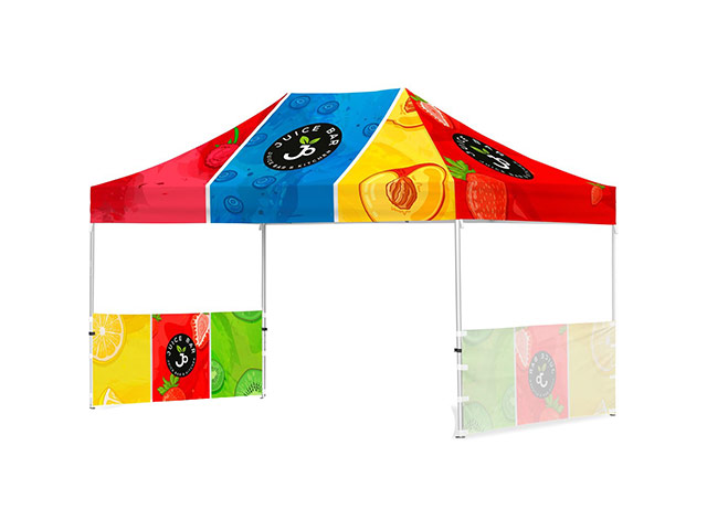 Coated Steel Sublimated Gazebo 4.5m x 3m - 2 Short  Half-Wall Skins