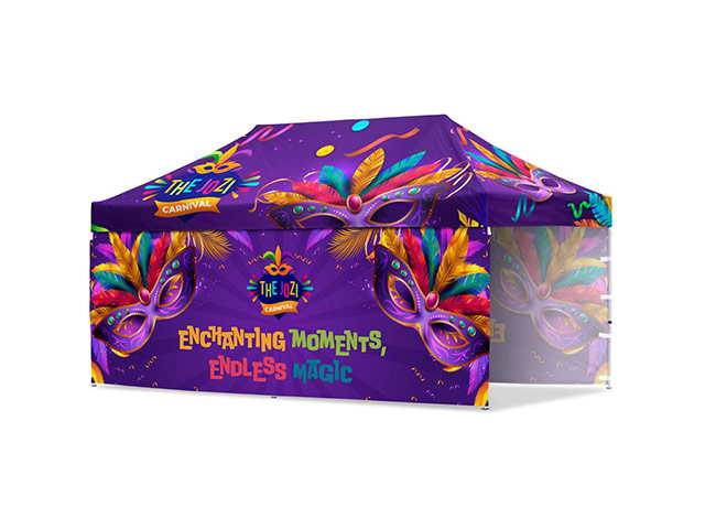 Coated Steel Sublimated Gazebo 6m x 3m -  2 Long Full-Wall Skins