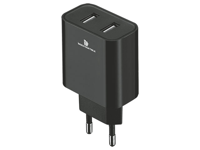 IND 3.1AMP Dual USB Wall Charger With Micro-USB and Type-C Cab