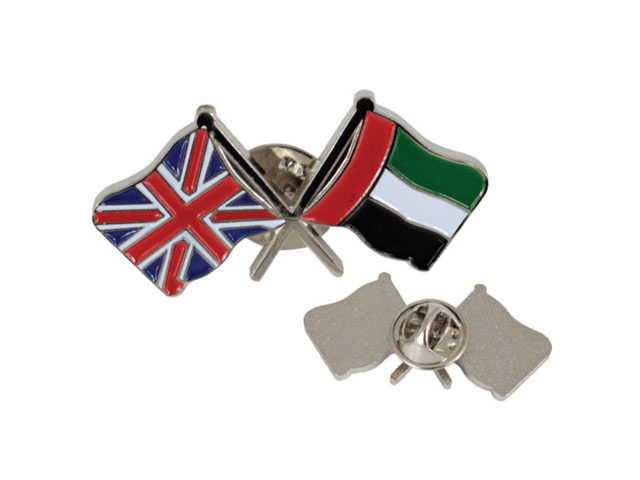 Metal Double Flag + Pin with full colour