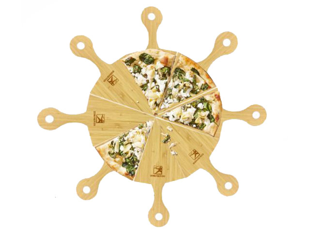 Mpho Pizza Slice Wooden Serving Tray with Engravin