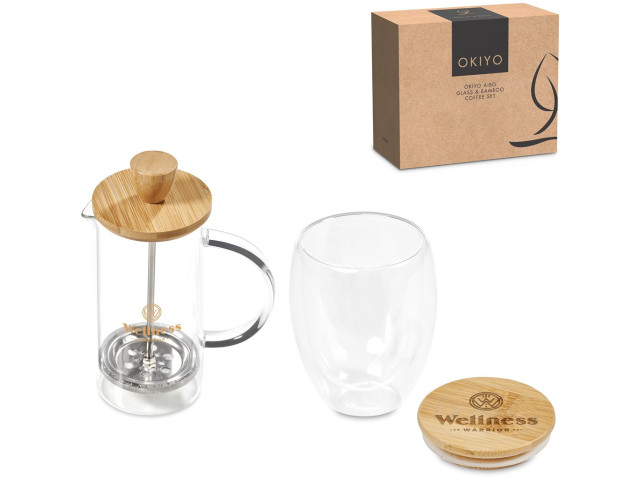 Okiyo Aibo Glass and Bamboo Coffee Set