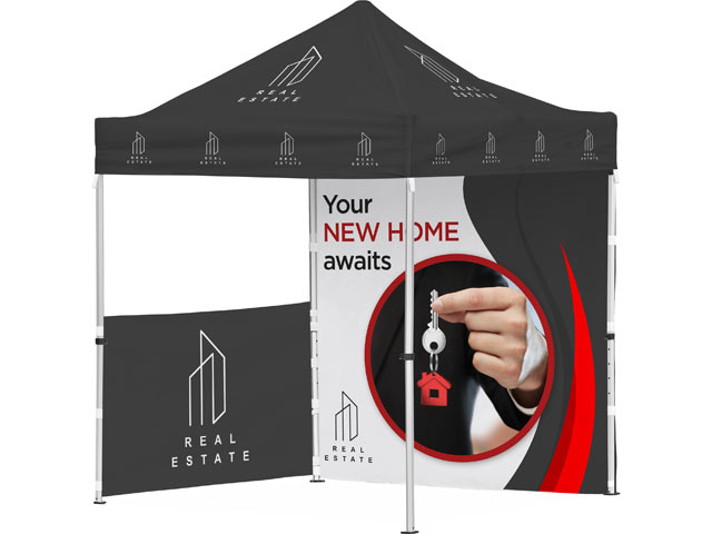 Ovation Sublimated Gazebo 2m X 2m Petite Frame - 1 Half-Wall Skin - 1 Full-Wall Skin