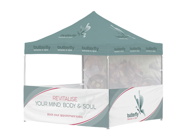 Ovation Sublimated Gazebo 3m X 3m - 3 Half-Wall Skins - 1 Full-Wall Skin