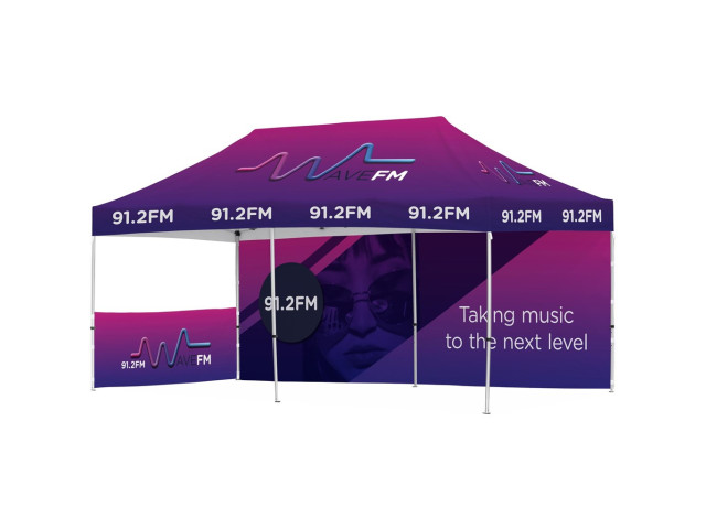 Ovation Sublimated Gazebo 6m X 3m - 1 Short Half-Wall Skin - 1 Long Full-Wall Skin