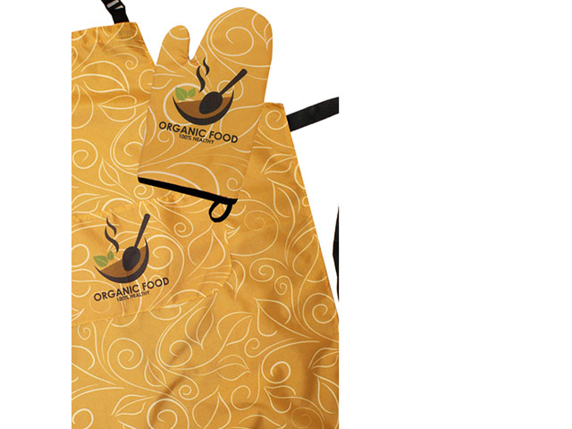 Oven Mitt and Apron Set with Full Colour Print