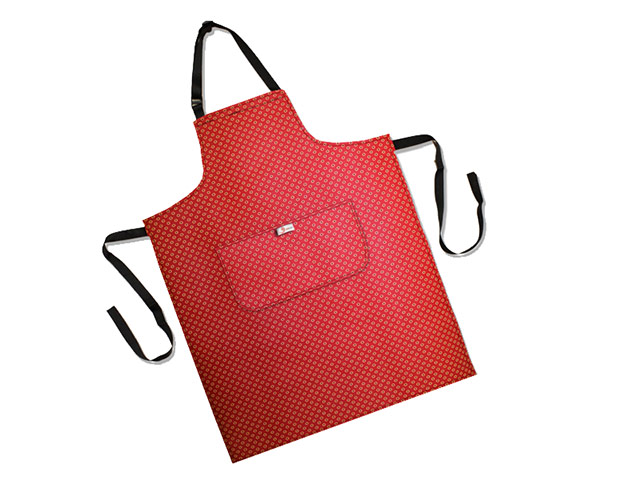 Shweshwe Cress Apron with Full Colour Tag
