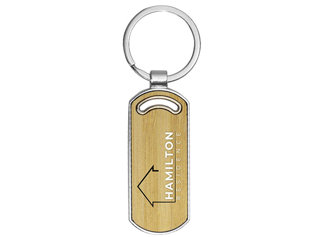 Ugo Oval Metal Bamboo Keyring
