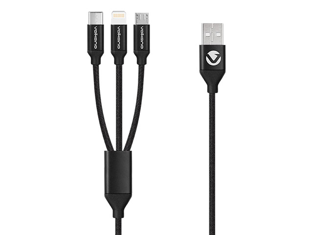 Volkano Weave Series 3-in-1 Charge Cable 1m