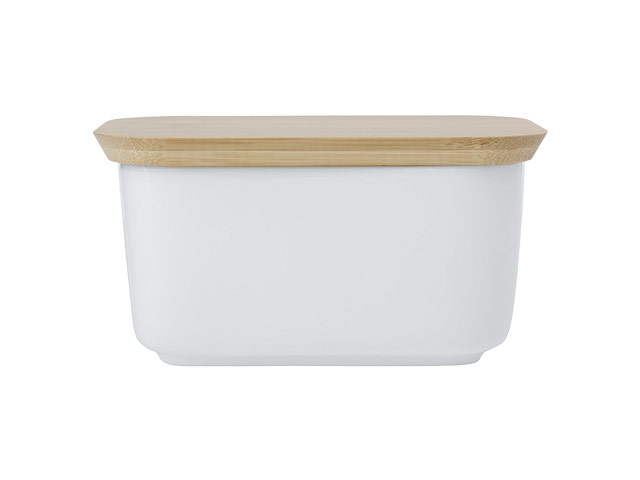 White Basics Butter Dish With Bamboo Lid