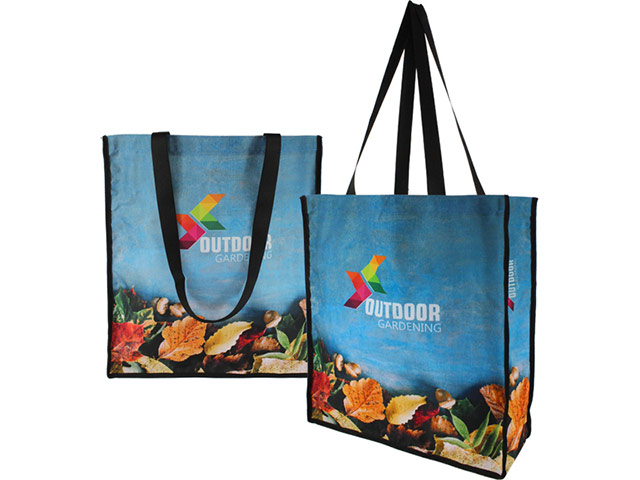 Zelena Shopper w full col + Black webbing handles